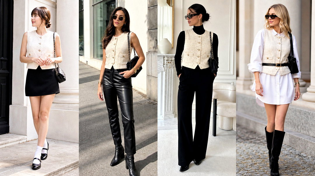 25 Chanel Vest Top Outfit Ideas for Timeless Layered Style