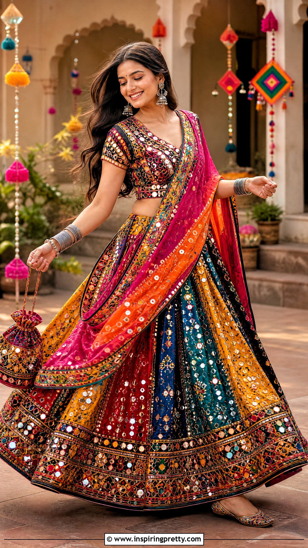 Chaniya Choli With Mirror Work - 50 traditional skirt and top outfits