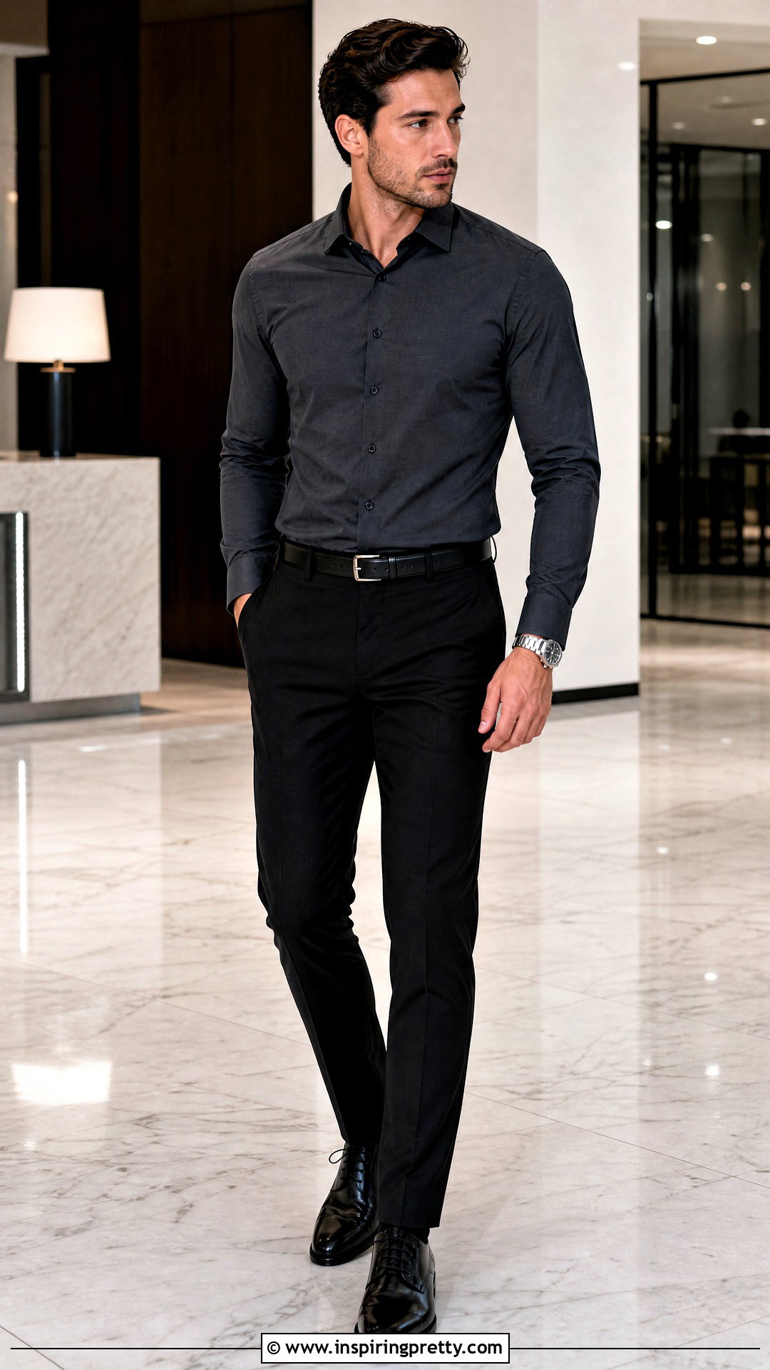 Charcoal Shirt With Black Trousers - 20 Grey Top Black Pants Men