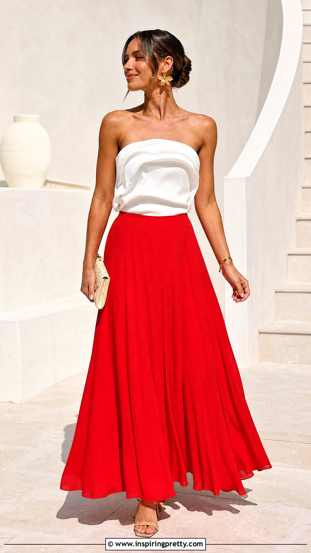 Charlotte Puffy Top With Red Maxi Skirt - 20 Charlotte Puffy Top outfit ideas