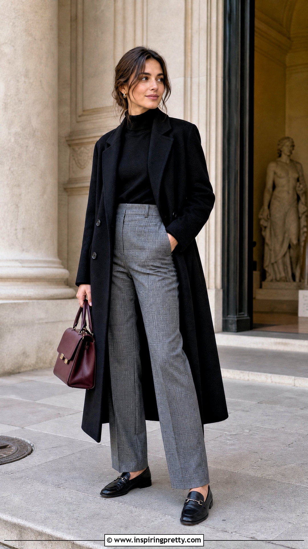 Check Trousers With Black Turtleneck - 50 trouser and top for ladies
