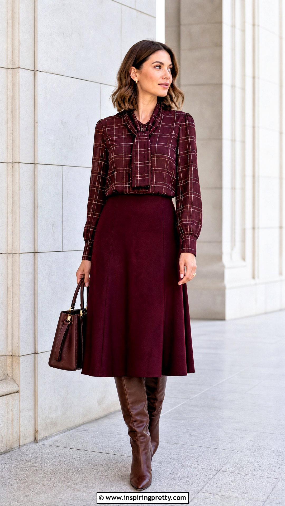 Checked Blouse With A Line Skirt - 50 elegant tops and blouses