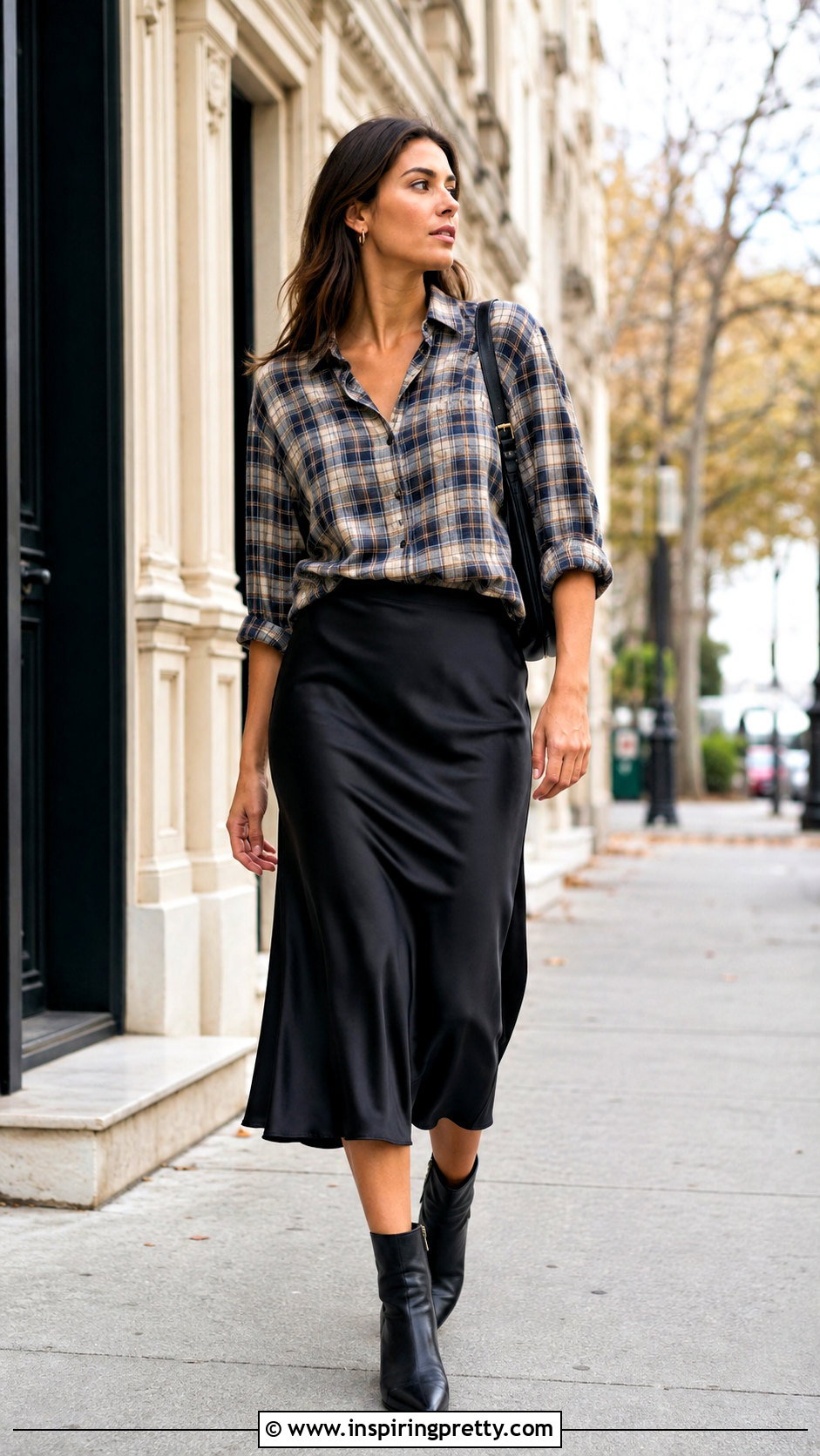 Checked Shirt And Slip Skirt Outfit - 50 trendy top outfit ideas