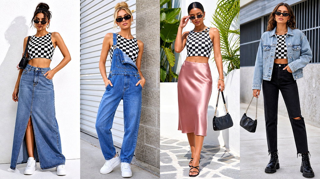 20 Checkerboard Crop Top Outfit Ideas for Edgy Street Style