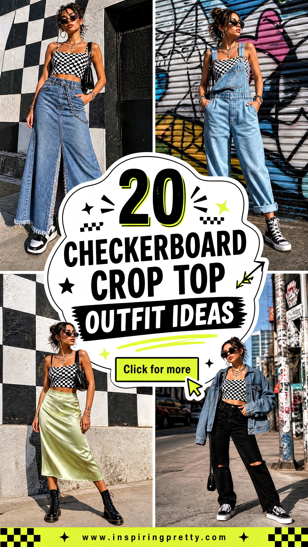 20 Checkerboard Crop Top Outfit Ideas for Edgy Street Style - 20 Checkerboard Crop Top Outfit Ideas for Edgy Street Style