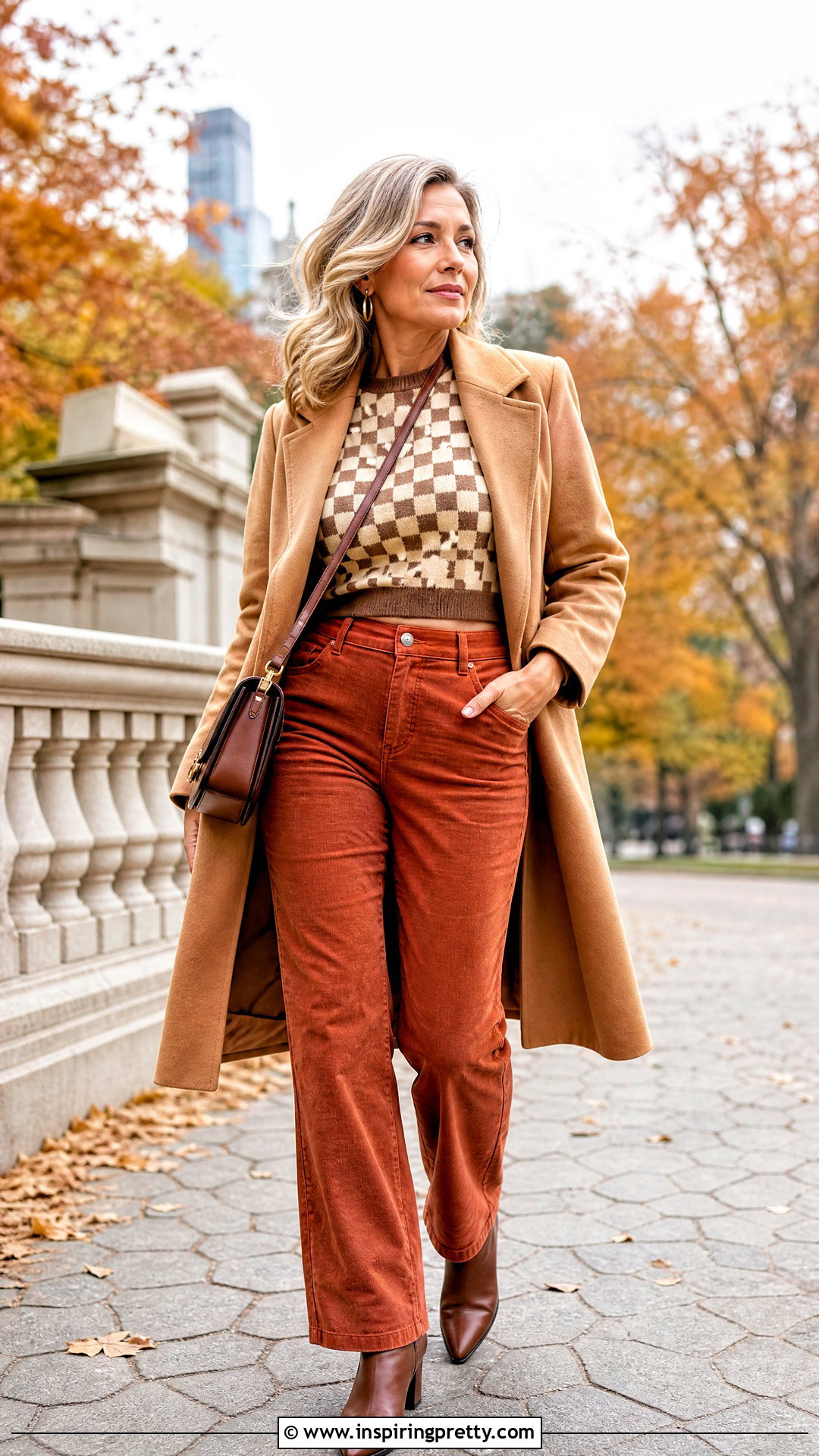 Checkerboard Crop Top With Corduroy Pants - 20 checkerboard crop top outfit ideas