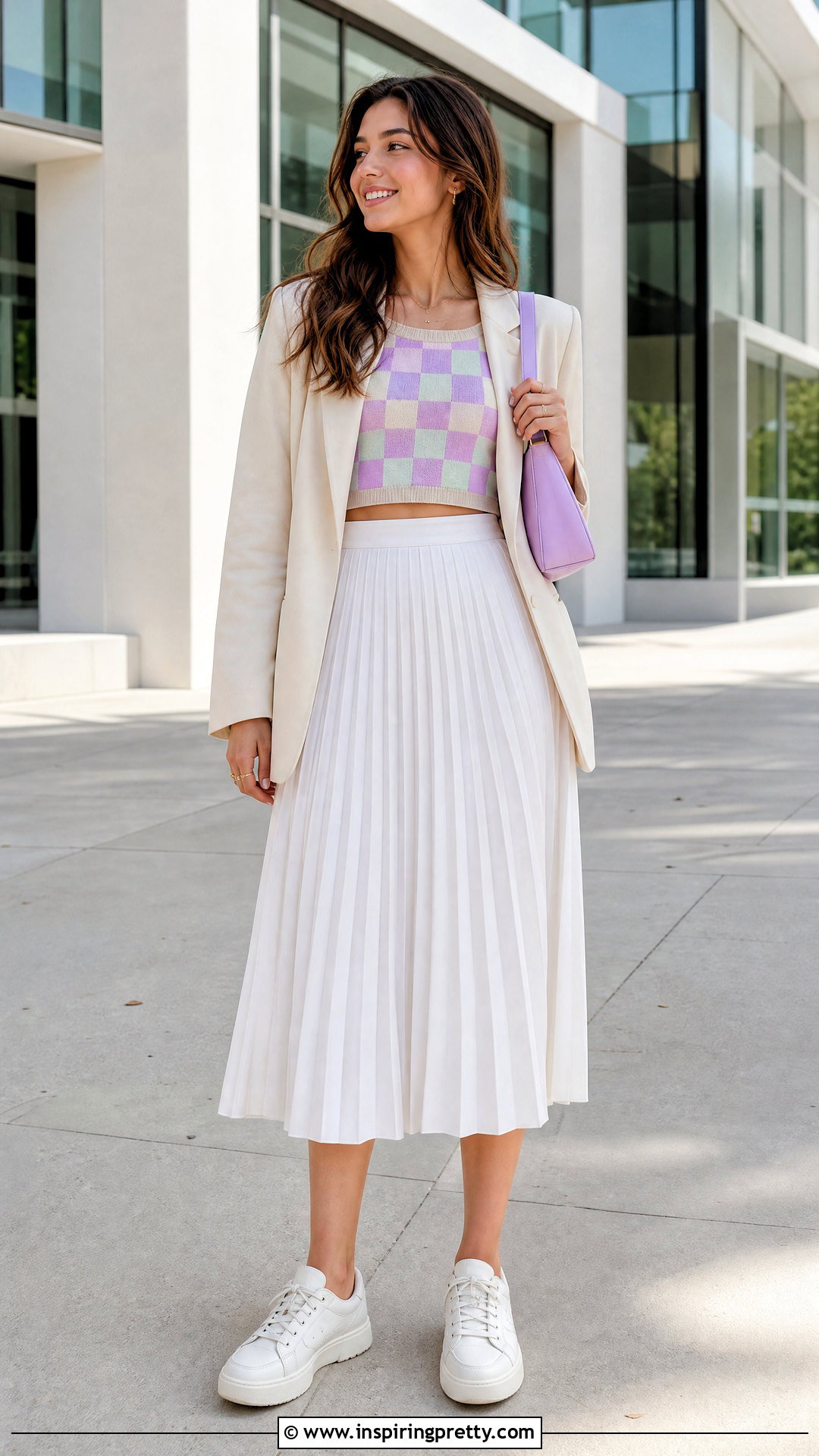 Checkerboard Crop Top With Pleated Skirt - 25 Crop Tops With Designs