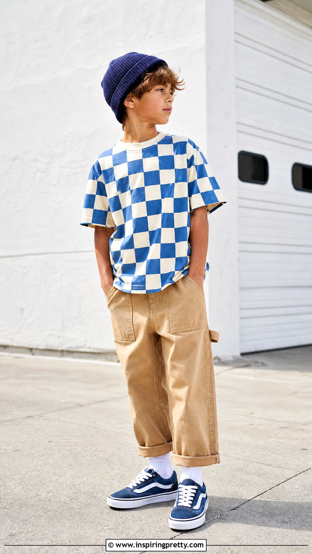 Checkerboard T Shirt With Carpenter Pants - 50 latest kids top designs