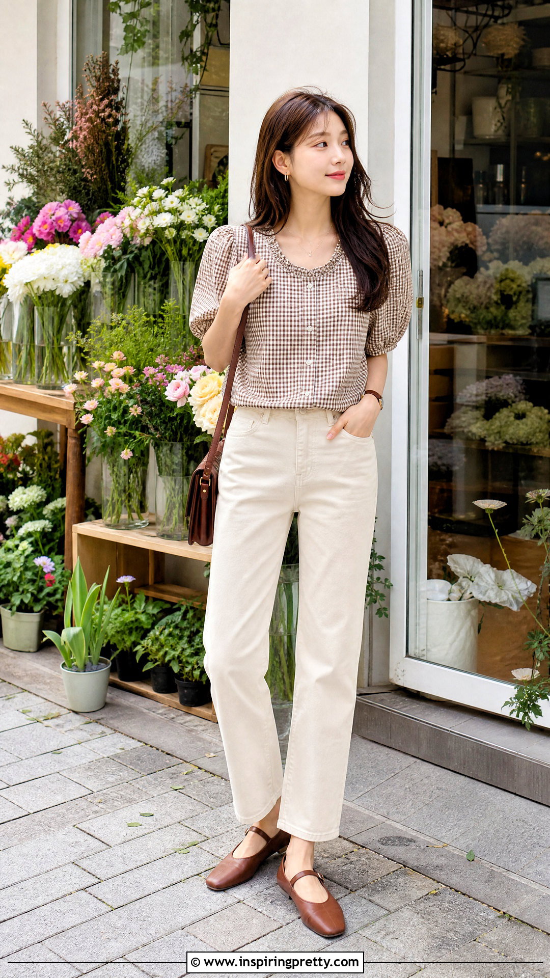 Checkered Blouse Outfit - 50 korean tops for women