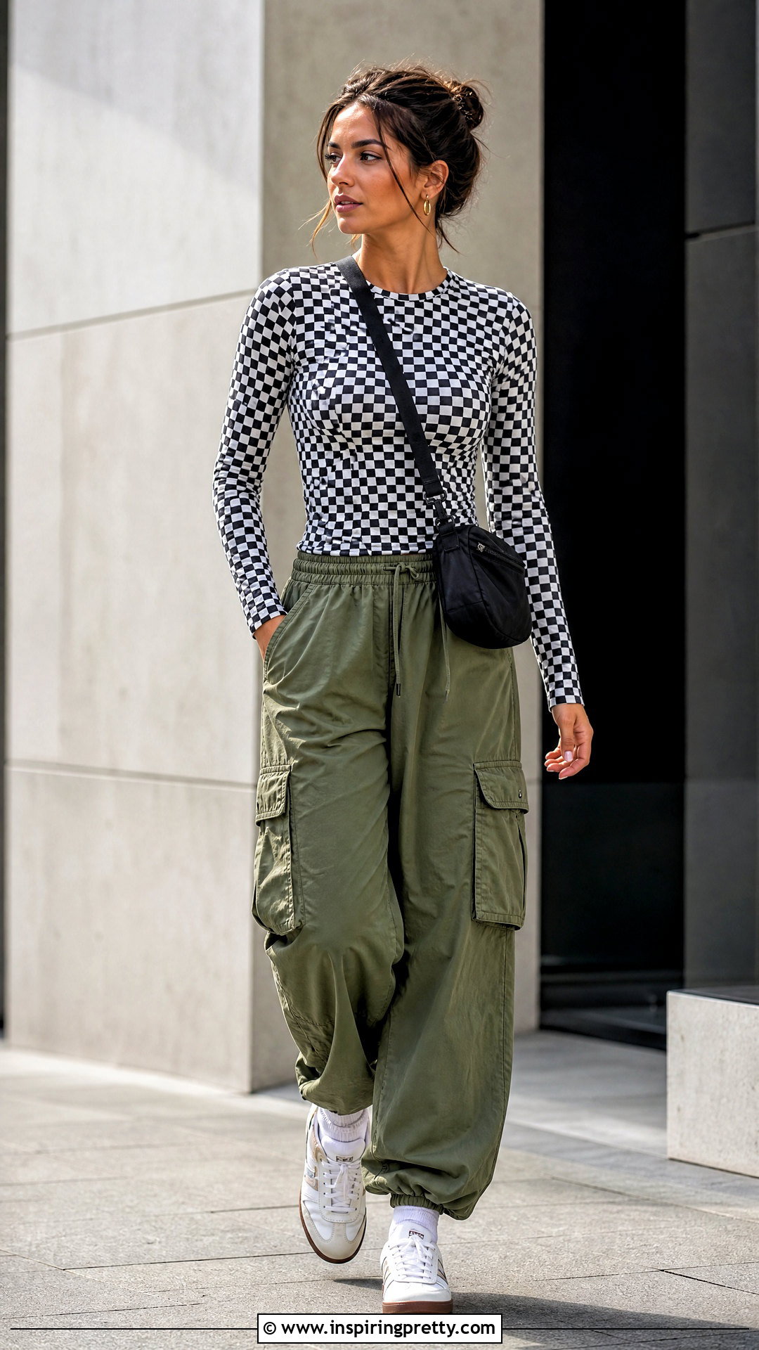 Checkered Top With Cargo Pants - 50 checkered top outfit ideas