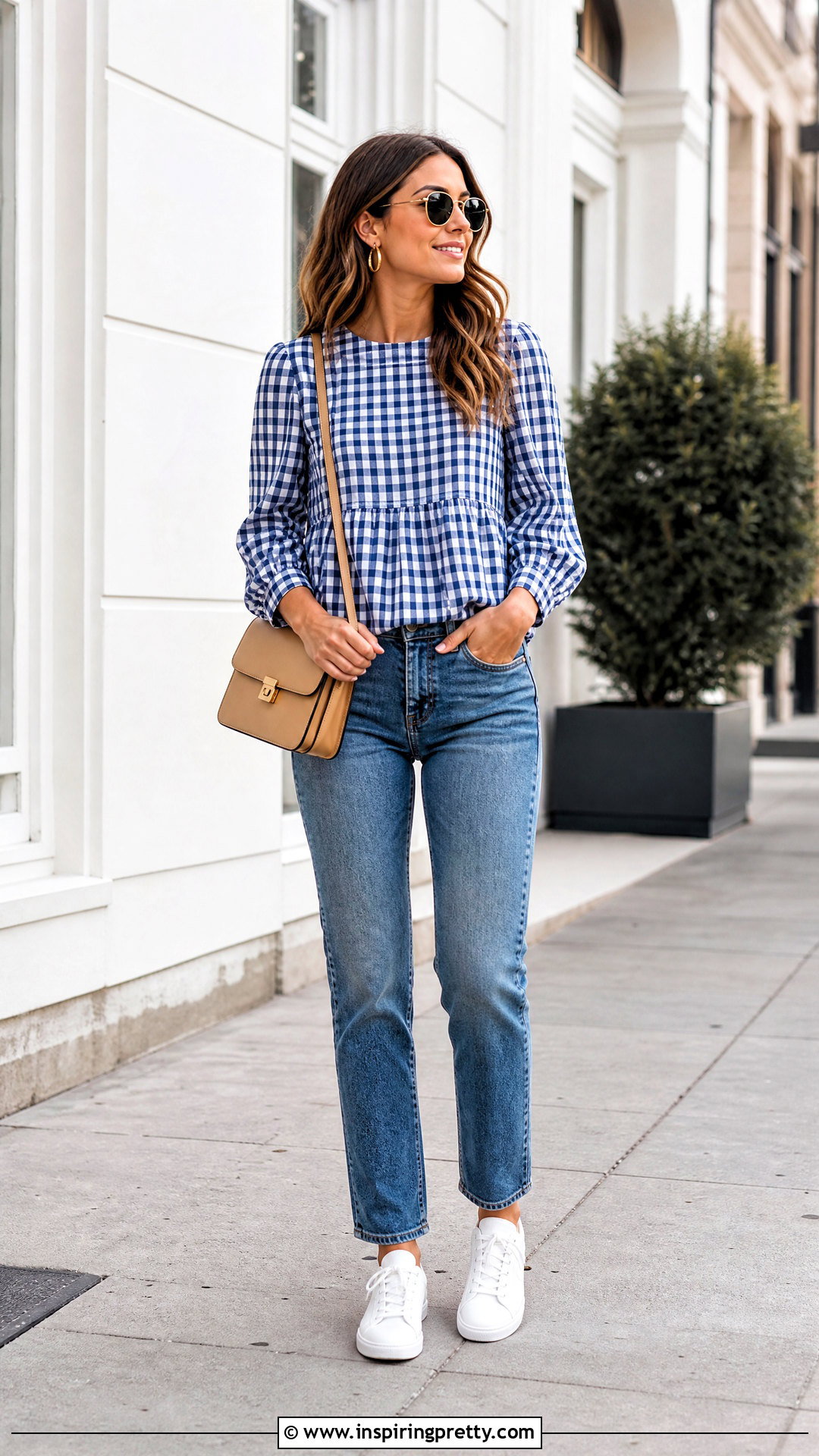 Checkered Top With Straight Leg Jeans - 50 checkered top outfit ideas