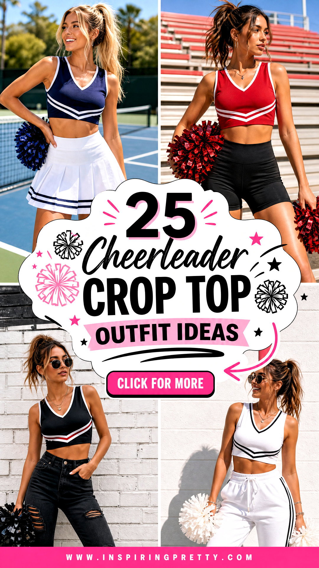 25 Cheerleader Crop Top Outfit Ideas for Sporty Y2K Style - 25 Cheerleader Crop Top Outfit Ideas for Sporty Y2K Style