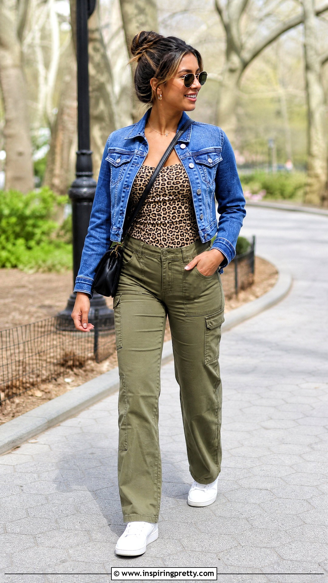 Cheetah Print Tank Top With Olive Cargo Pants - 20 Cheetah Print Tank Top Outfit Ideas