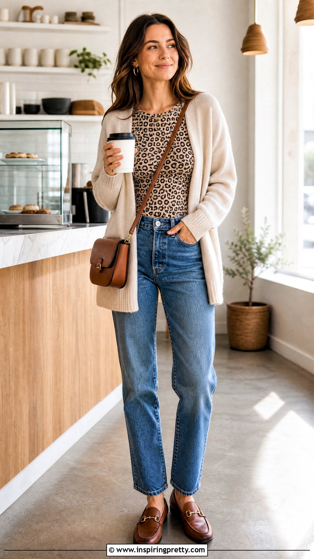 Cheetah Print Top With Cardigan - 50 cheetah print top outfit ideas