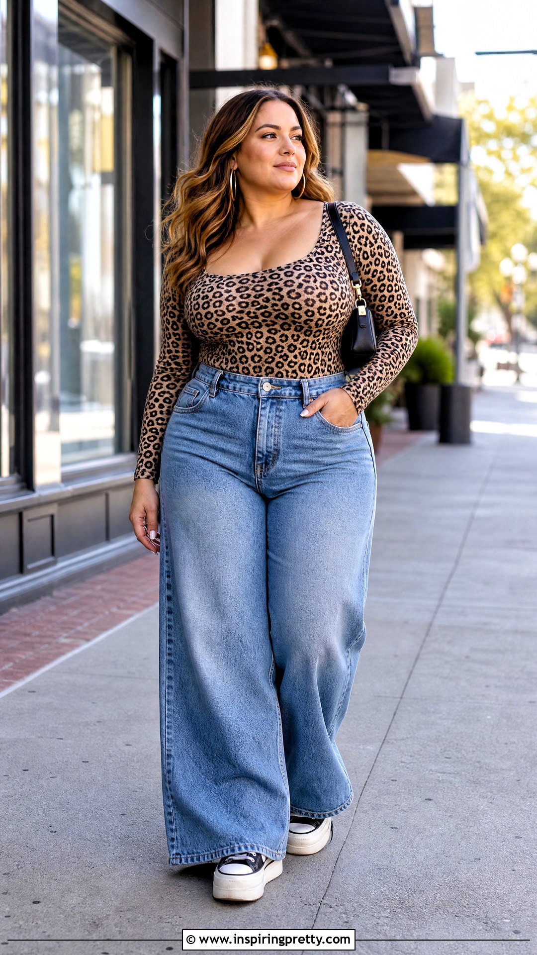 Cheetah Print Top With Wide Leg Jeans - 50 cheetah print top outfit ideas