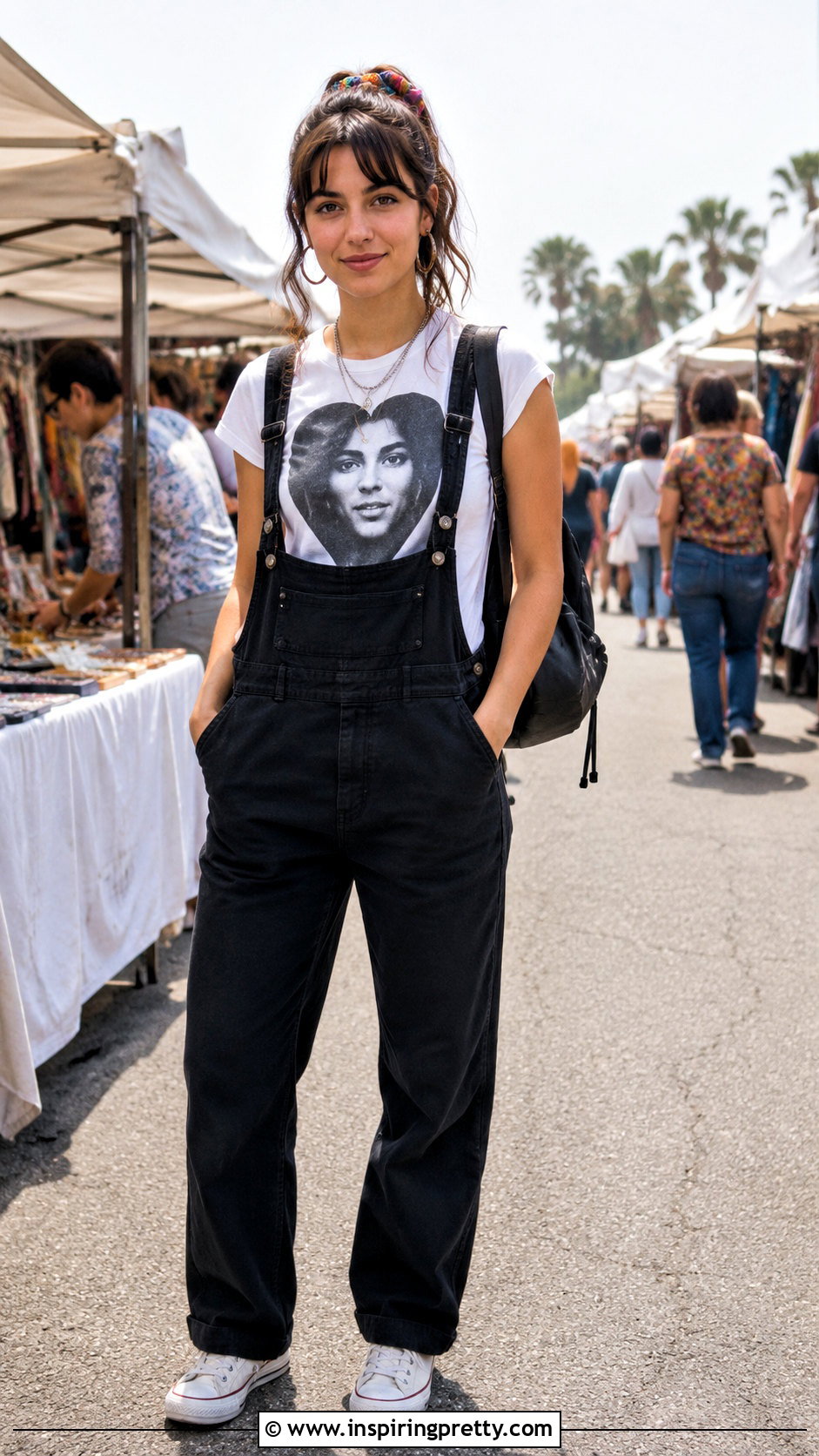 Cher Heart Top With Black Overalls And Sneakers - 20 Cher Heart Top outfit ideas