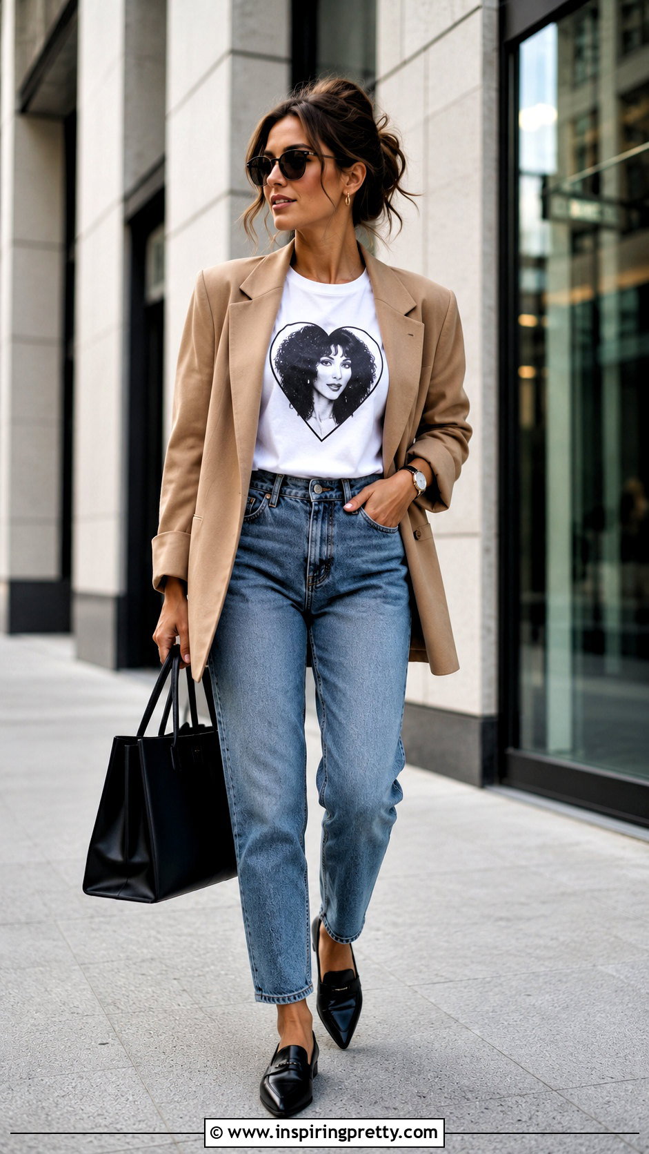 Cher Heart Top With Blazer And Mom Jeans - 20 Cher Heart Top outfit ideas