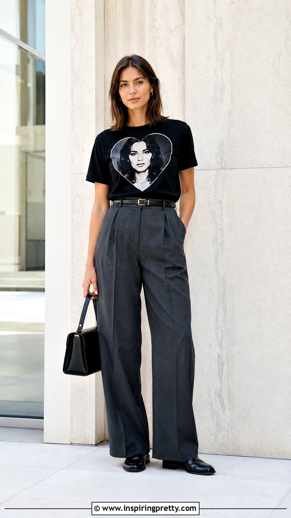 Cher Heart Top With Wide Leg Trousers And Loafers - 20 Cher Heart Top outfit ideas
