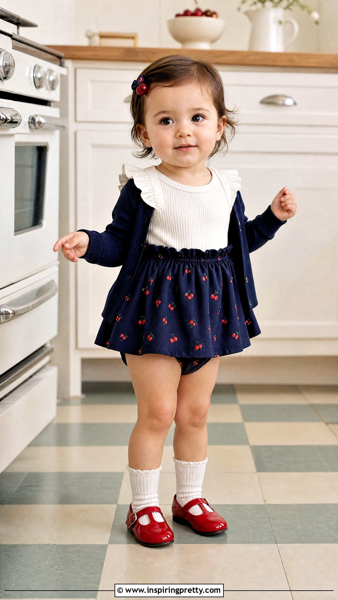 Cherry Baby Skirt Top Set - 50 baby skirt top designs