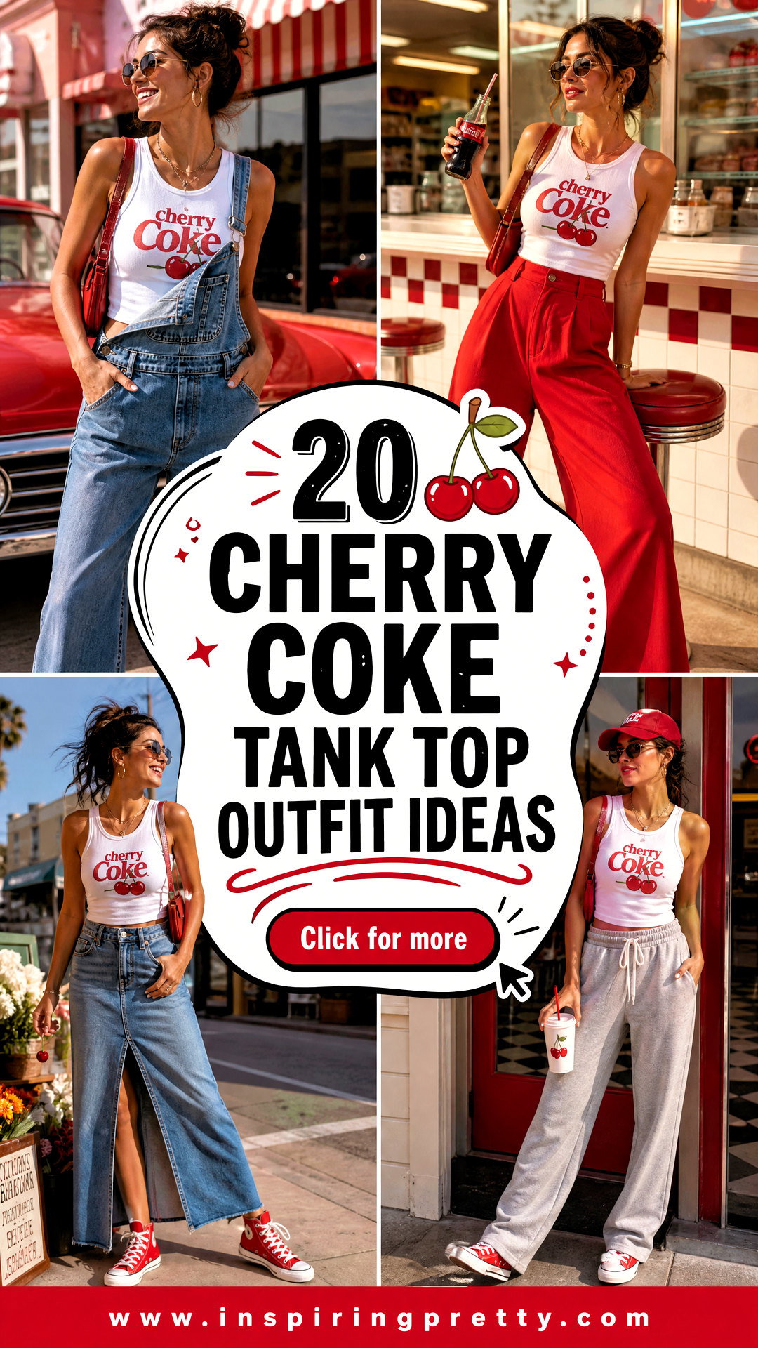 20 Cherry Coke Tank Top Outfit Ideas for Retro Summer Style - 20 Cherry Coke Tank Top Outfit Ideas for Retro Summer Style