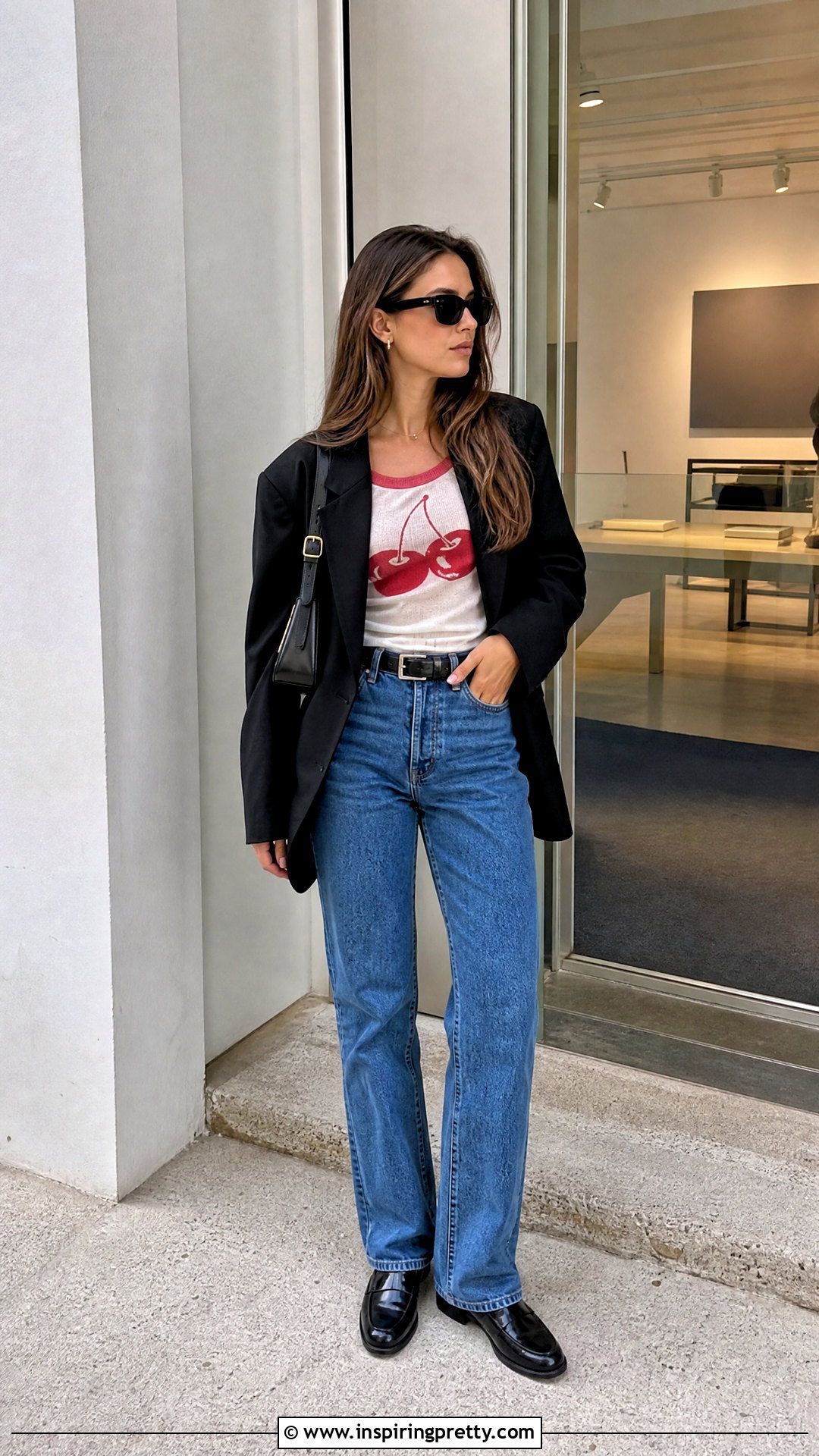 Cherry Coke Tank Top With Black Blazer And Jeans - 20 cherry coke tank top outfit ideas
