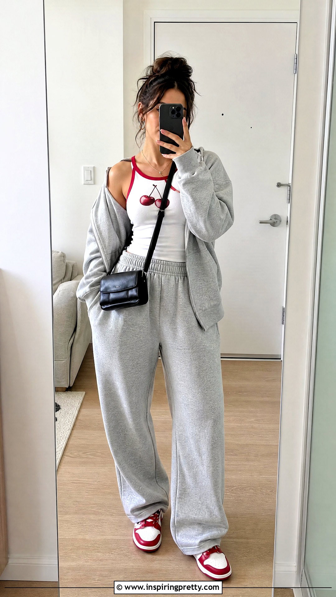 Cherry Coke Tank Top With Gray Sweatpants - 20 cherry coke tank top outfit ideas