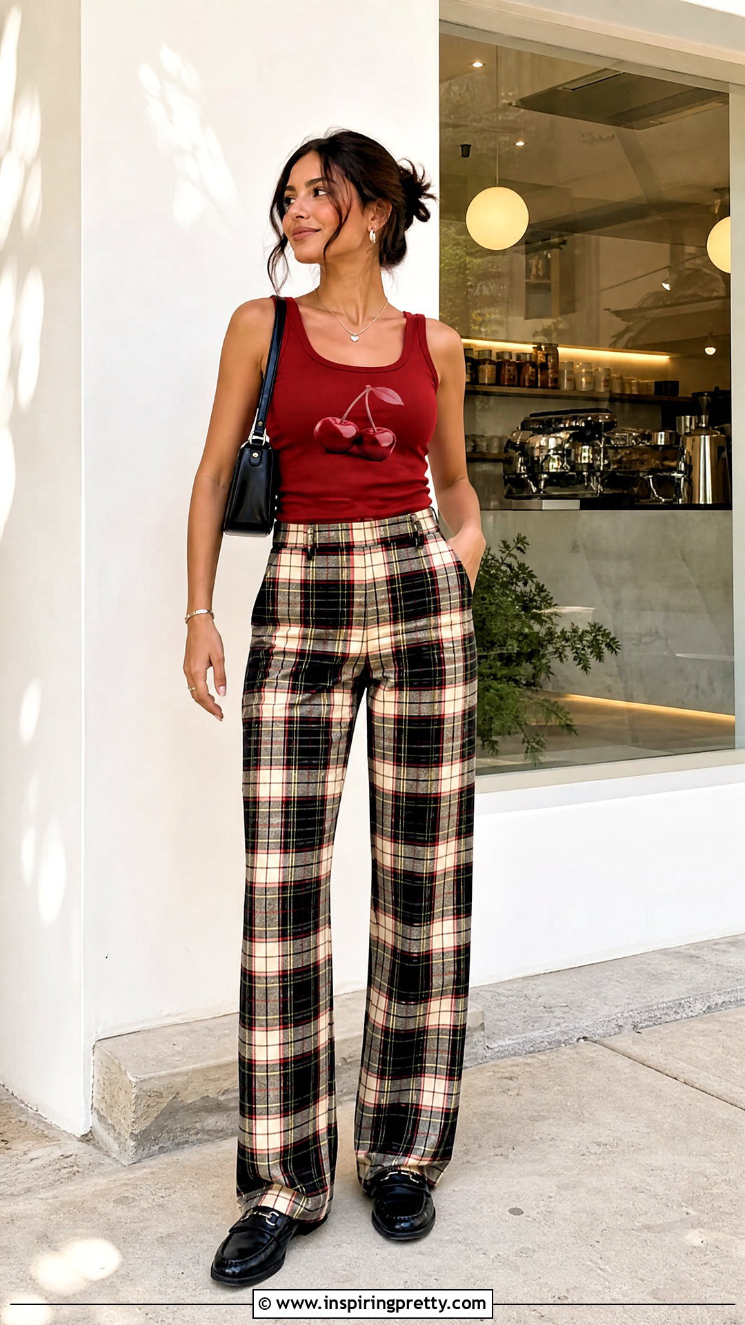 Cherry Coke Tank Top With Plaid Pants - 20 cherry coke tank top outfit ideas