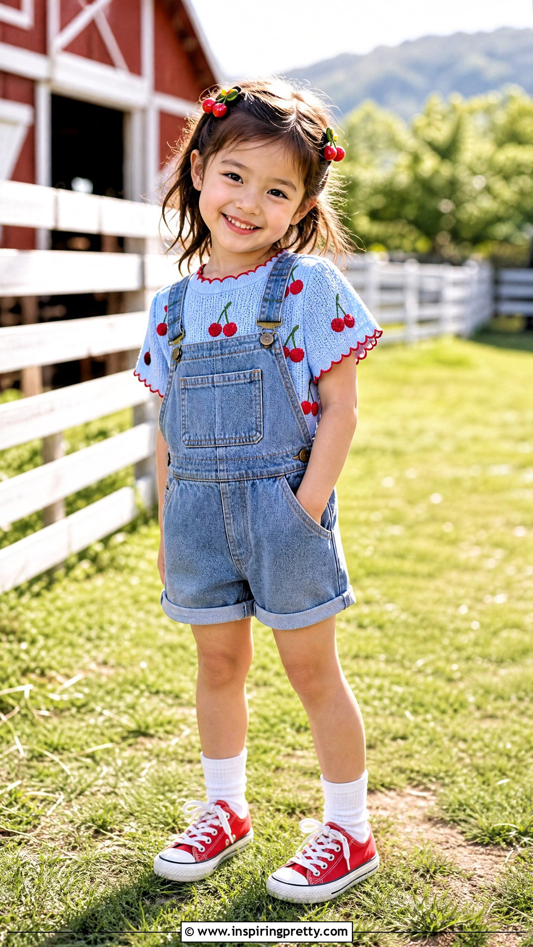 Cherry Crochet Top With Denim Overalls - 50 top de croche infantil ideas