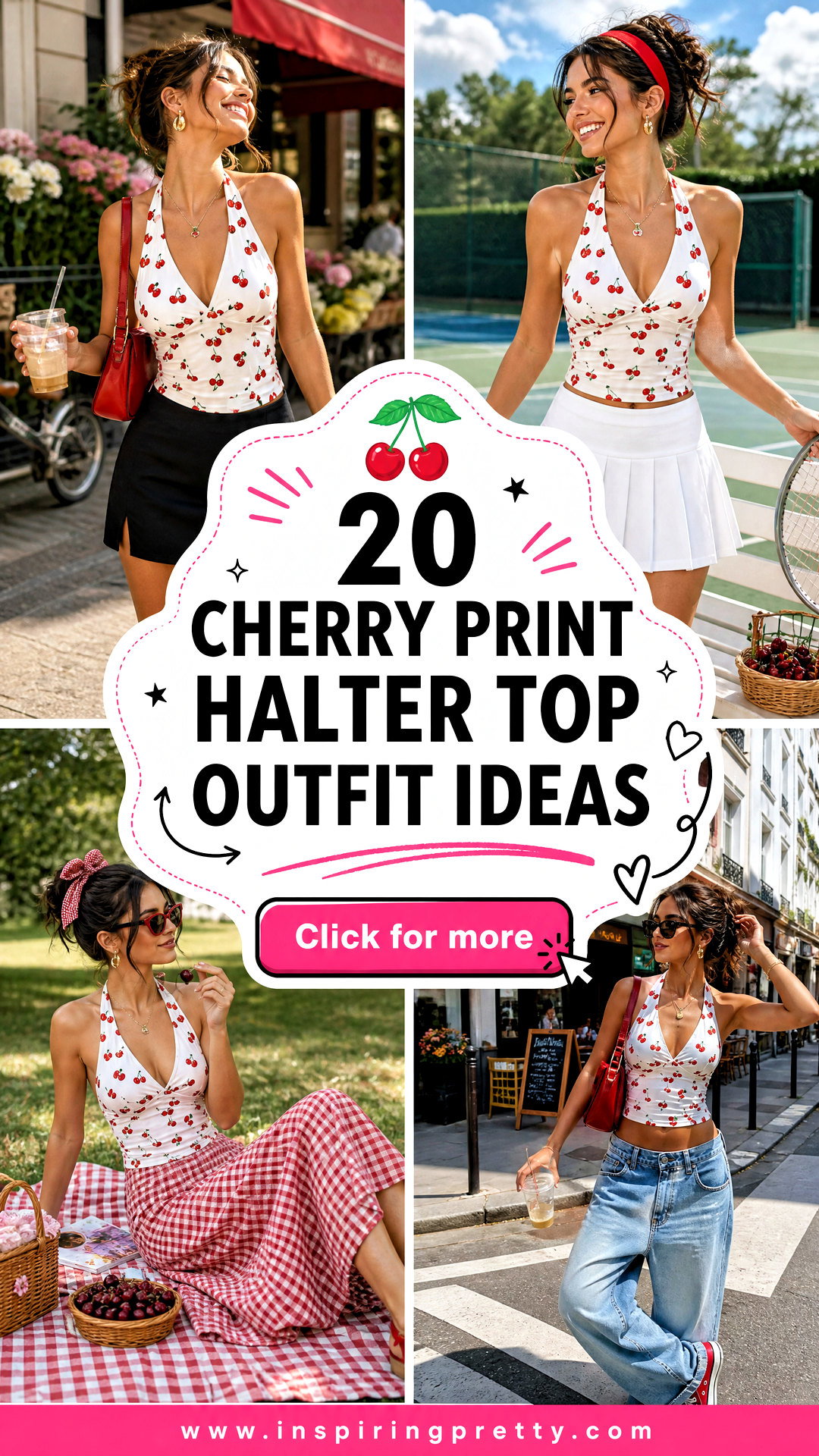 20 Cherry Print Halter Top Outfit Ideas for Sweet Summer Style - 20 Cherry Print Halter Top Outfit Ideas for Sweet Summer Style