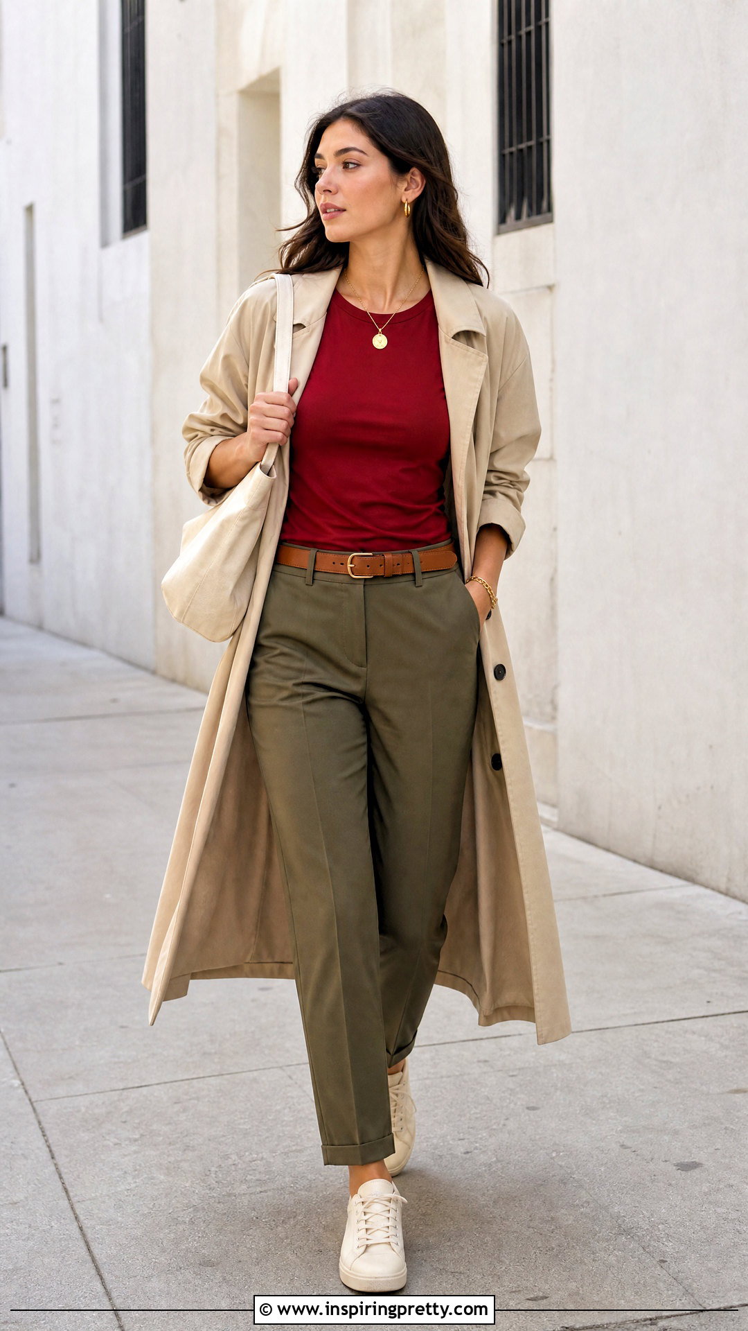 Cherry Red Top With Olive Green Pants - 50 cherry red top outfit ideas