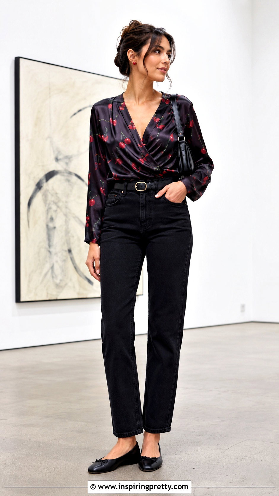 Cherry Top With Black Jeans And Ballet Flats - 20 realisation par cherry top outfit ideas