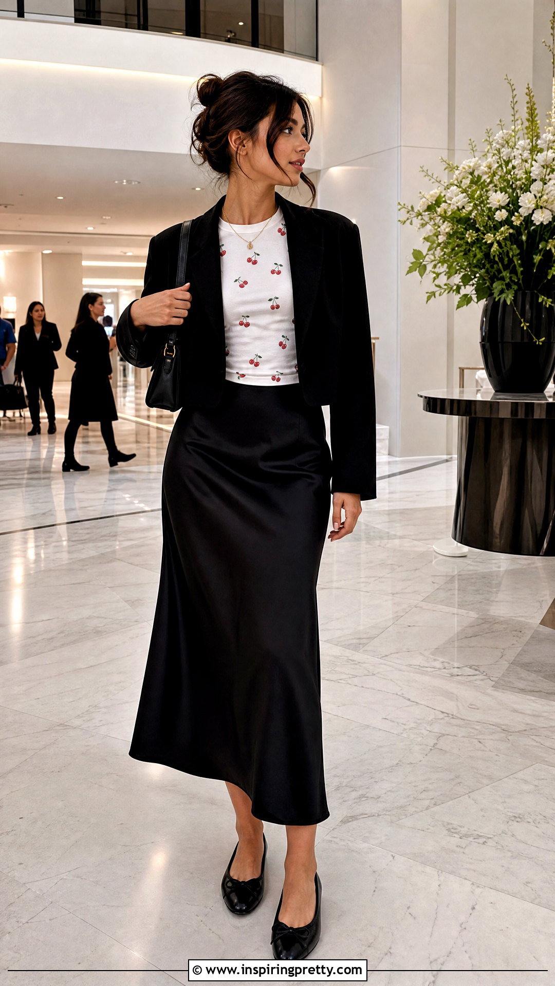 Cherry Top With Black Slip Skirt - 50 cherry top outfit ideas