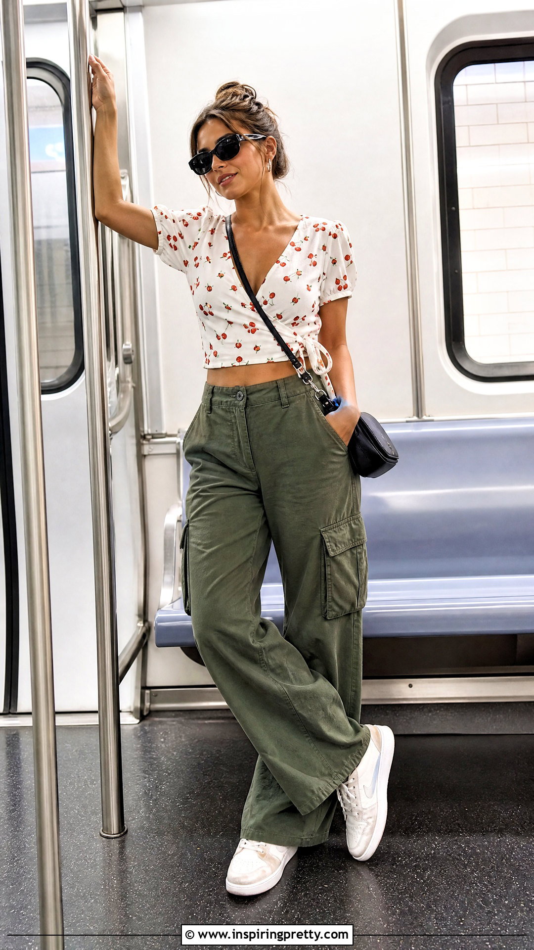 Cherry Top With Cargo Pants And Retro Sneakers - 20 realisation par cherry top outfit ideas