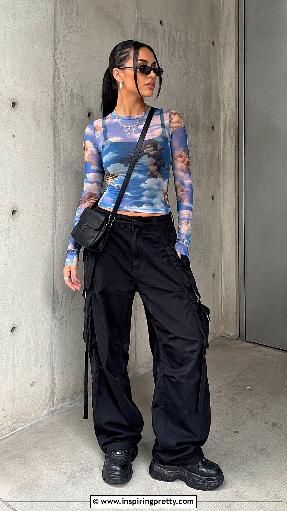 Cherub Mesh Top With Black Cargo Pants - 20 Cherub Mesh Top outfit ideas