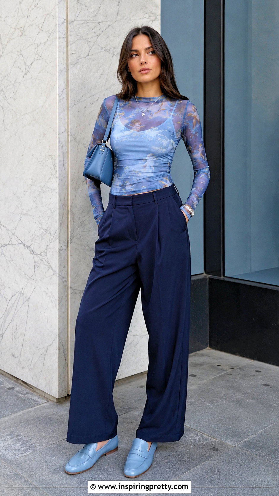 Cherub Mesh Top With Monochrome Blue Outfit - 20 Cherub Mesh Top outfit ideas
