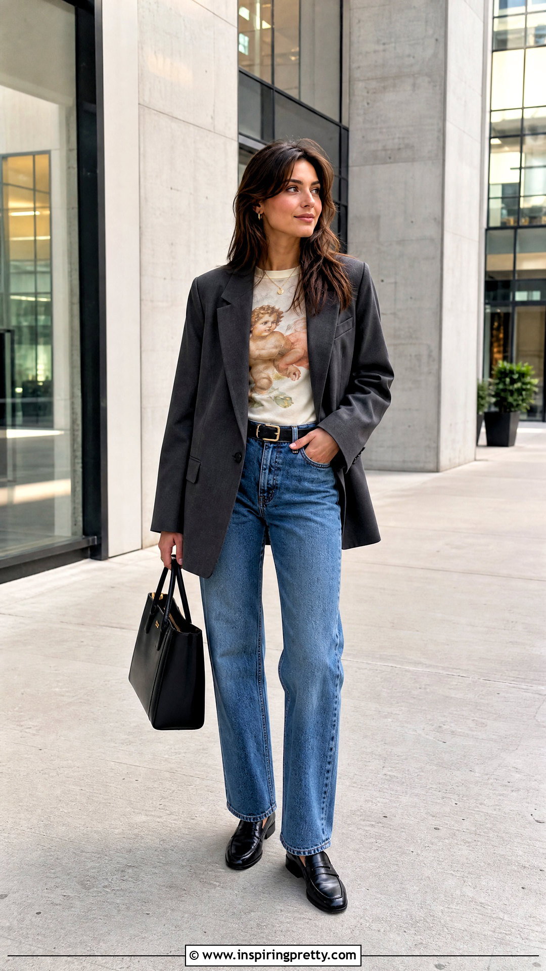 Cherub Top With Blazer And Straight Leg Jeans - 25 Cherub Top outfit ideas