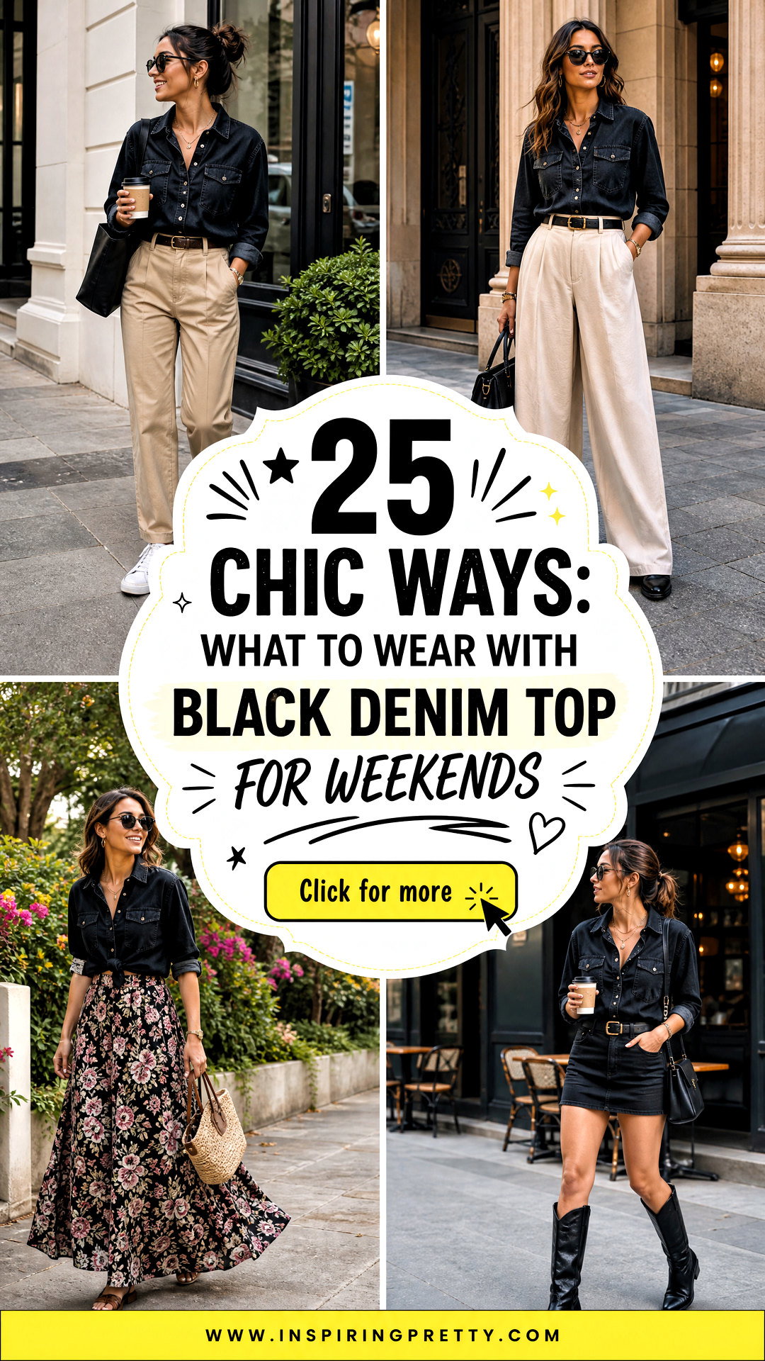 25 Chic Ways What To Wear With Black Denim Top for Weekends - 25 Chic Ways: What To Wear With Black Denim Top for Weekends