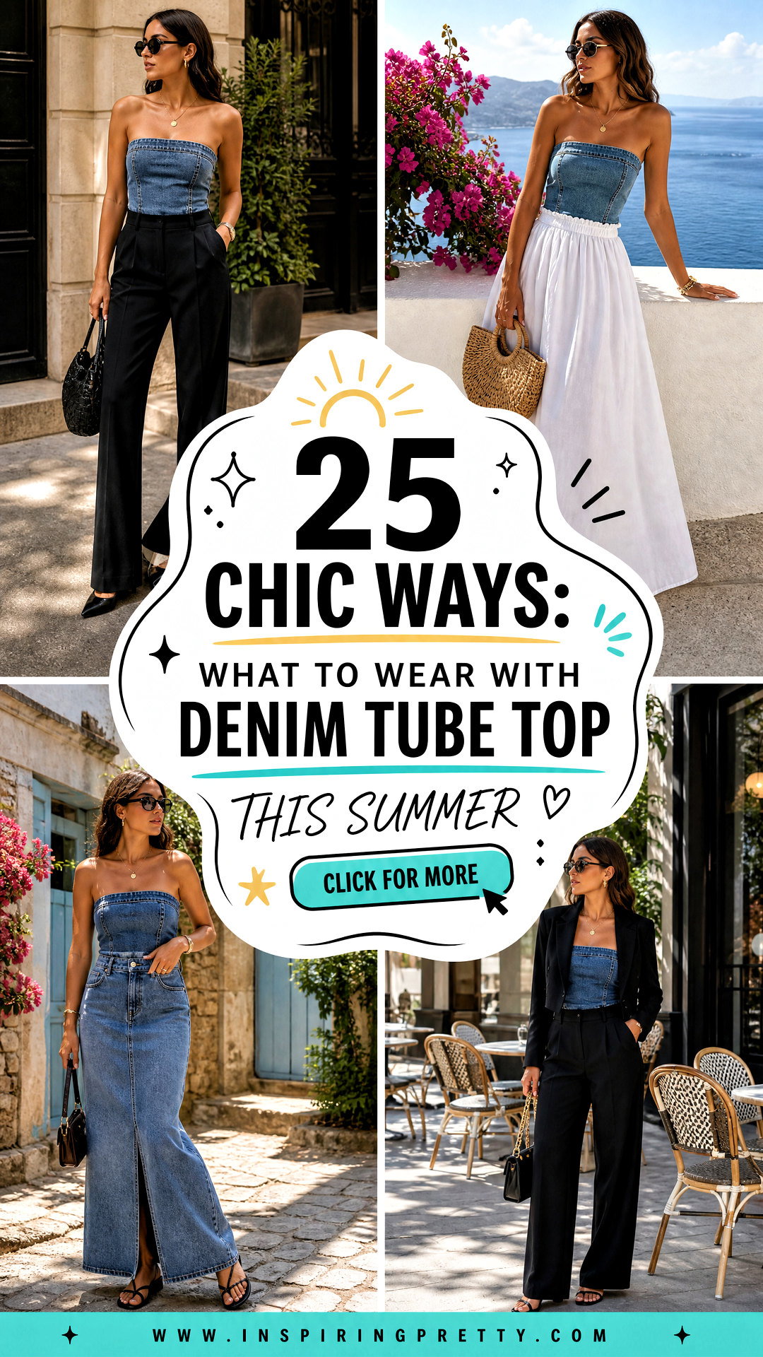 25 Chic Ways What To Wear With Denim Tube Top This Summer - 25 Chic Ways: What To Wear With Denim Tube Top This Summer