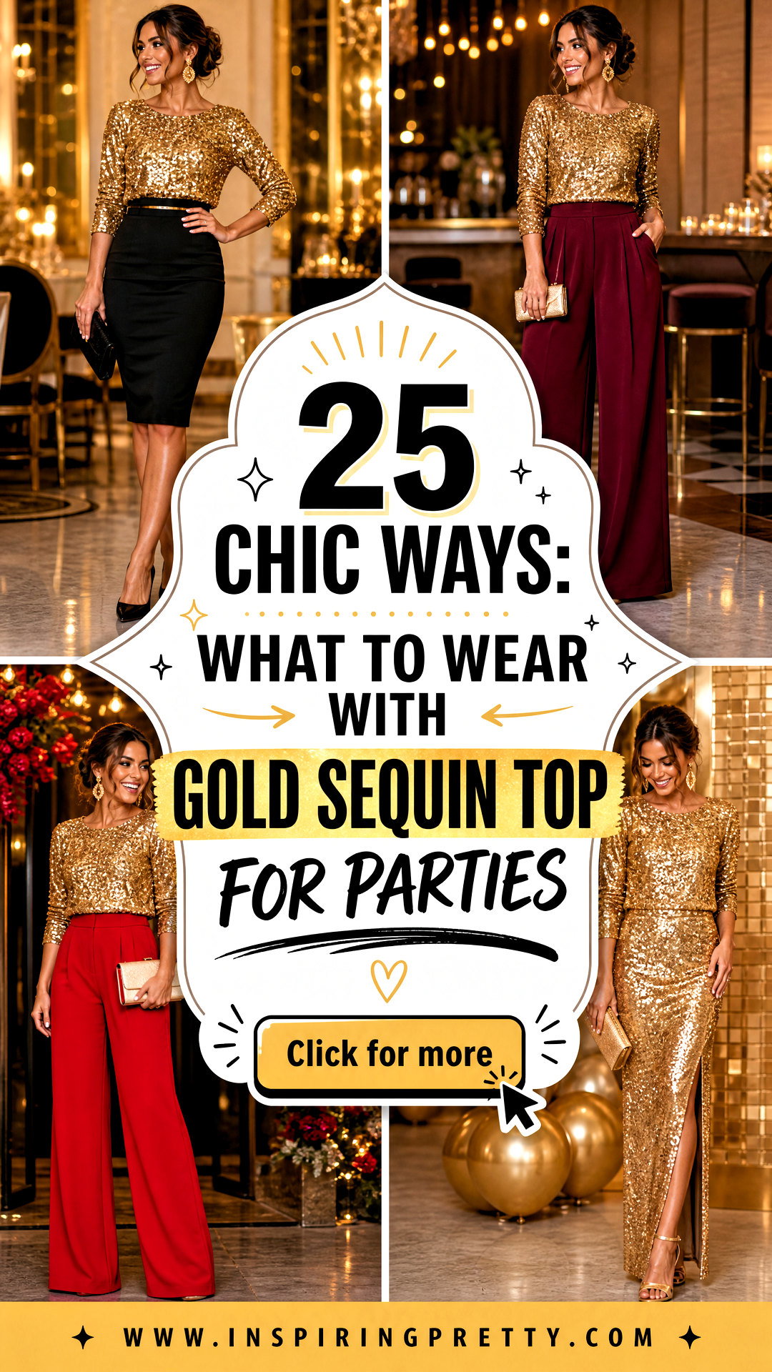 25 Chic Ways What To Wear With Gold Sequin Top for Parties - 25 Chic Ways: What To Wear With Gold Sequin Top for Parties
