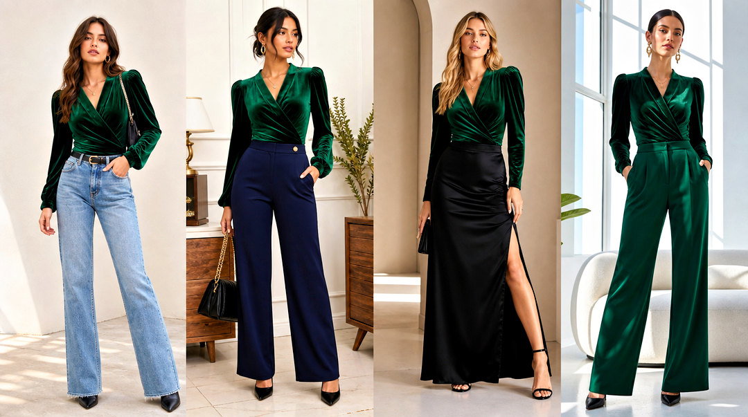 25 Chic Ways What To Wear With Green Velvet Top for Winter