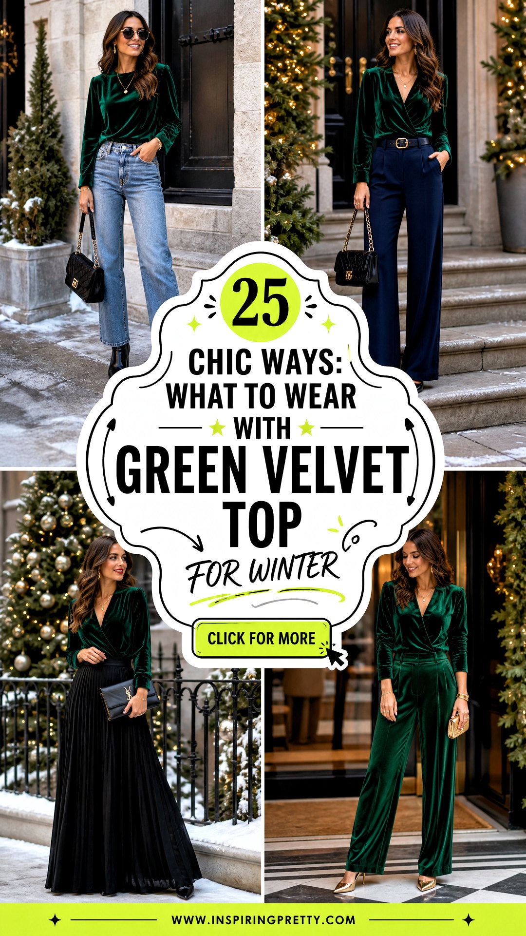 25 Chic Ways What To Wear With Green Velvet Top for Winter - 25 Chic Ways: What To Wear With Green Velvet Top for Winter