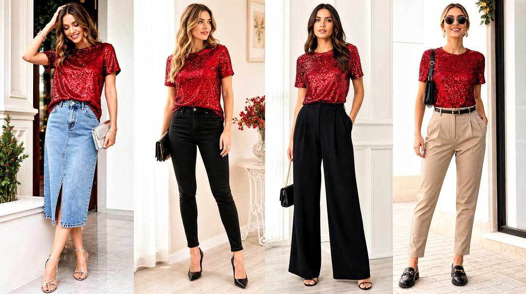 25 Chic Ways What To Wear With Red Sequin Top for Parties