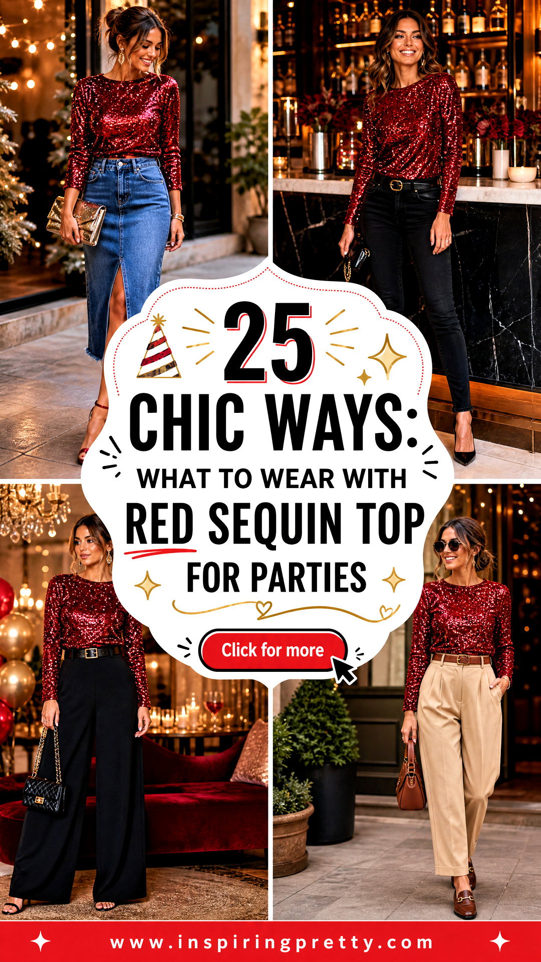25 Chic Ways What To Wear With Red Sequin Top for Parties - 25 Chic Ways: What To Wear With Red Sequin Top for Parties