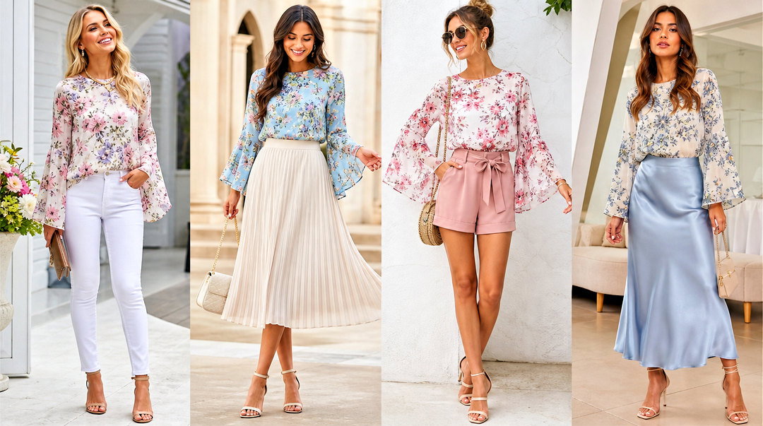 25 Chiffon Bell Sleeve Top Outfit Ideas for Romantic Style