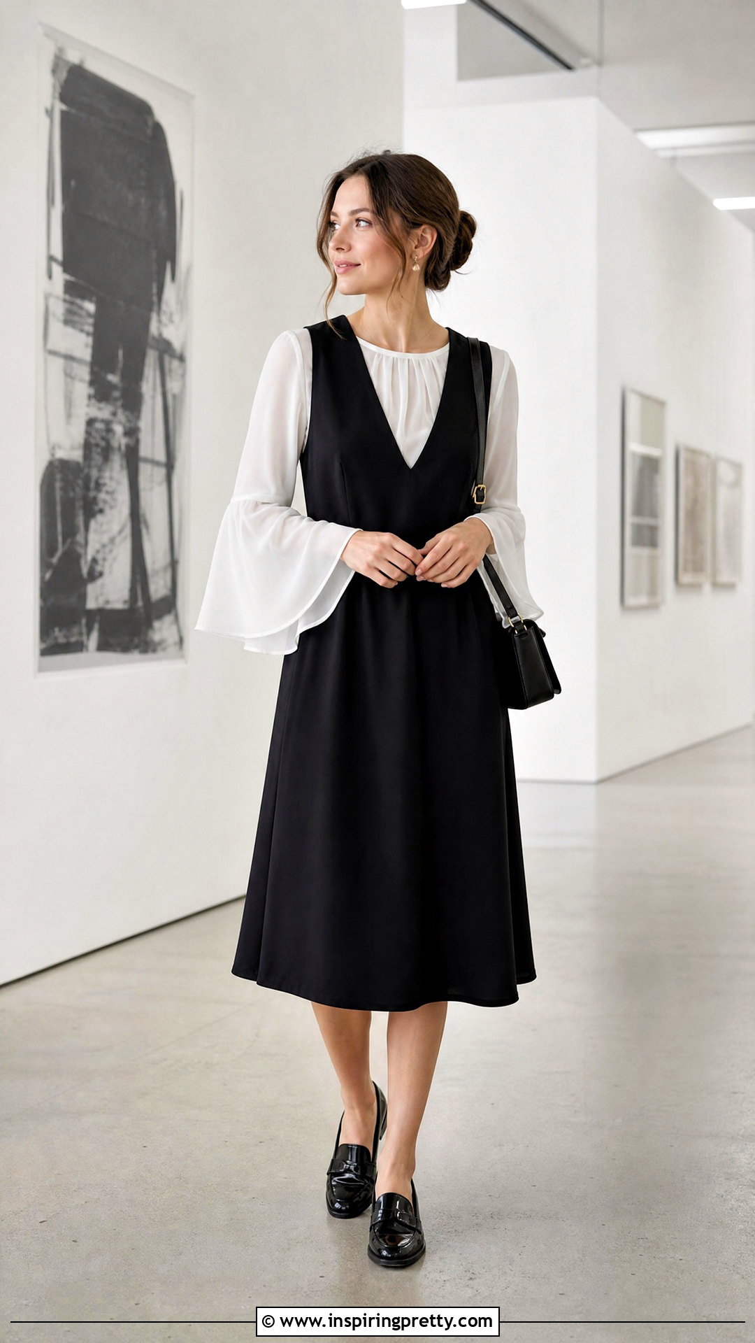 Chiffon Bell Sleeve Top With A Sleeveless Dress - 25 Chiffon Bell Sleeve Top outfit ideas