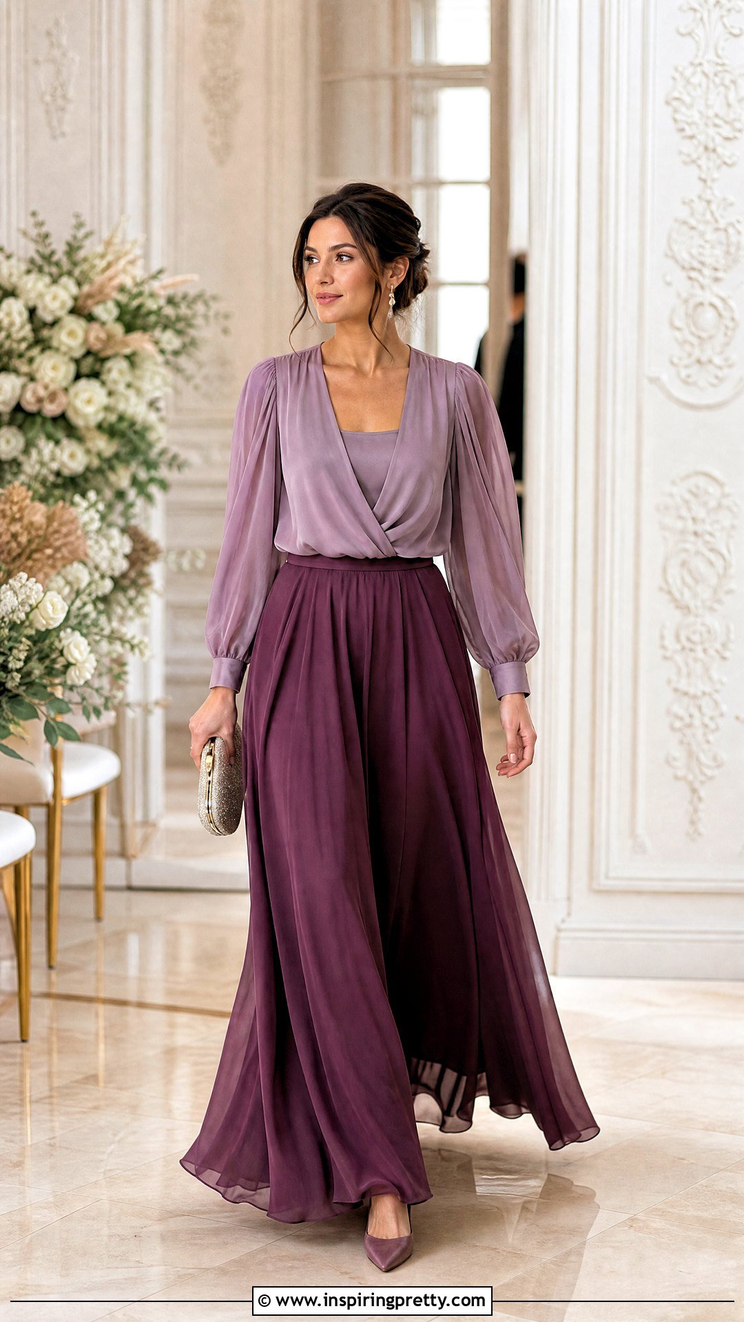 Chiffon Blouse And Maxi Skirt Wedding Outfit - 20 Wedding Top And Skirt outfit ideas