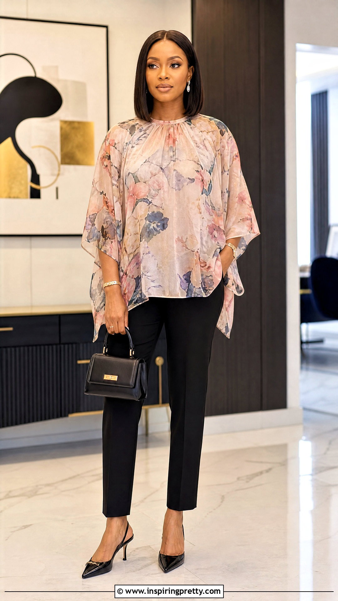 Chiffon Bubu Top With Cigarette Pants - 50 bubu top style ideas