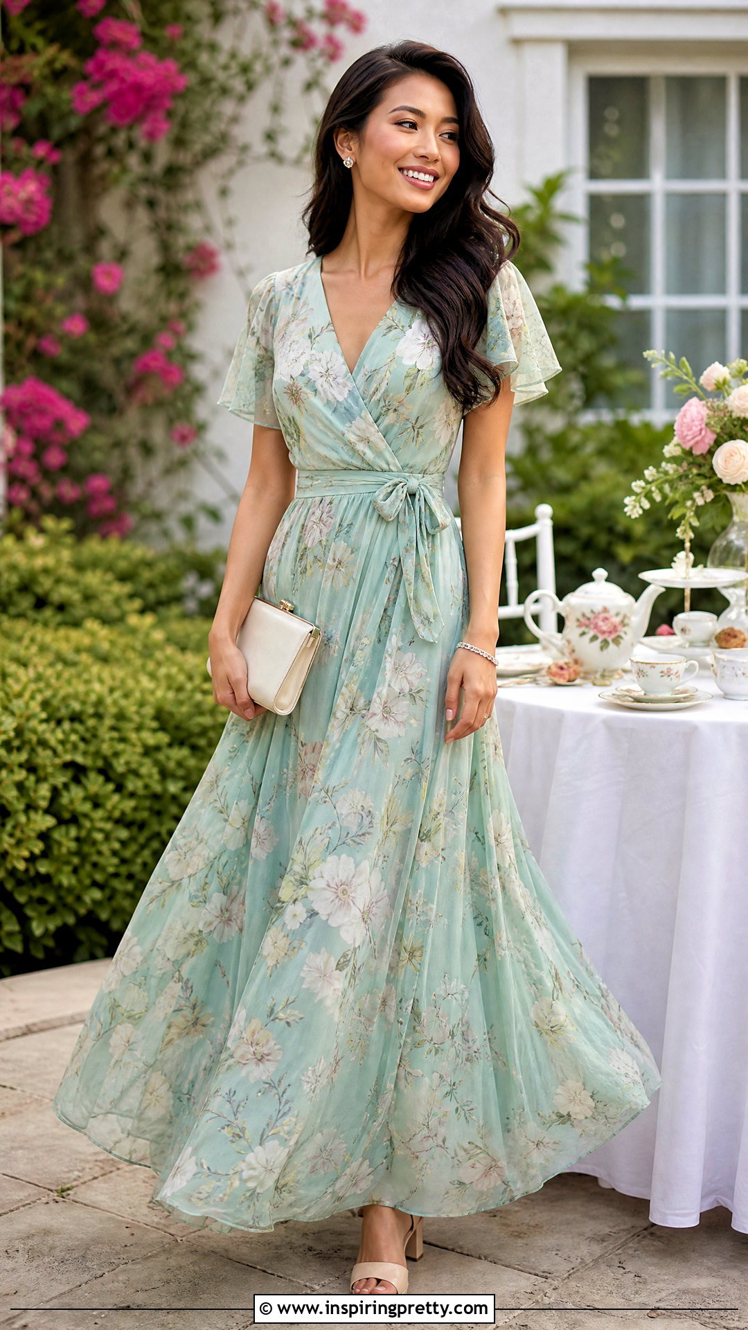 Chiffon Maxi Dress Tea Party Outfit - 25 tea party top outfit ideas