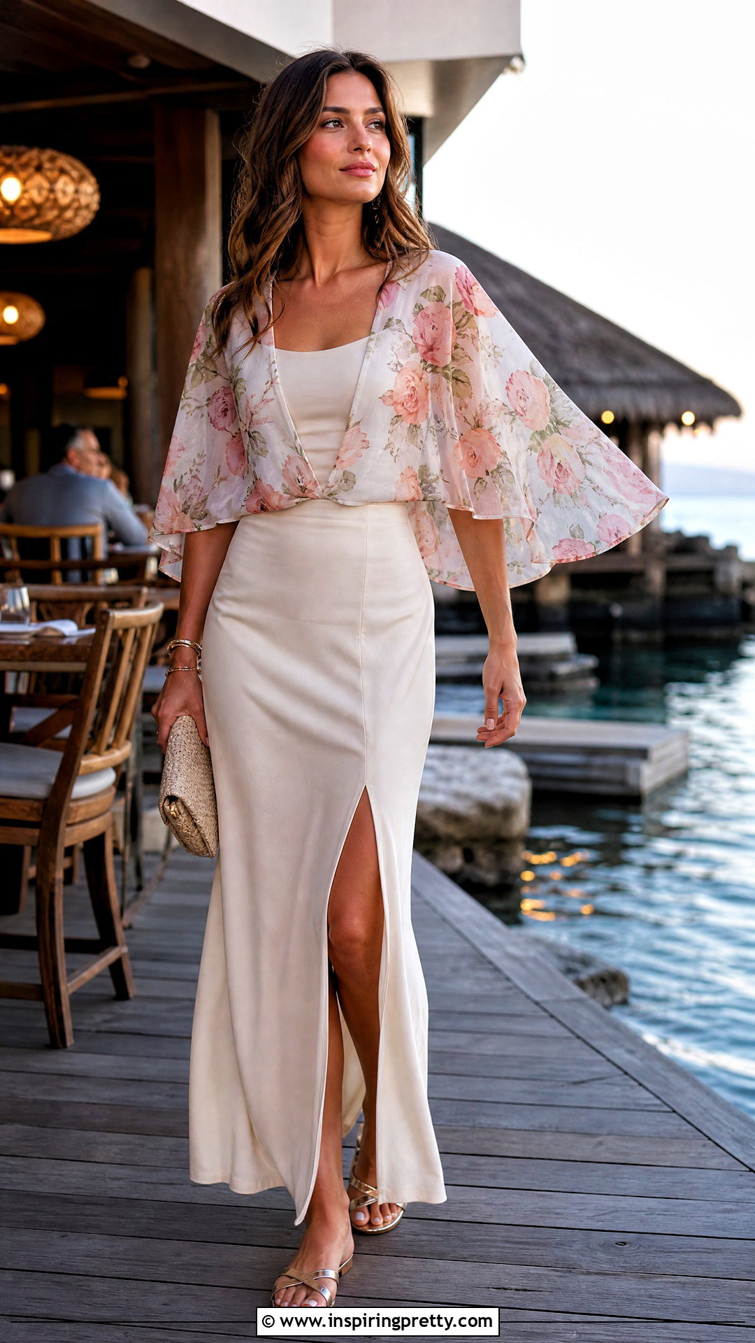 Chiffon Poncho Top With Maxi Skirt - 25 Chiffon Poncho Tops outfit ideas