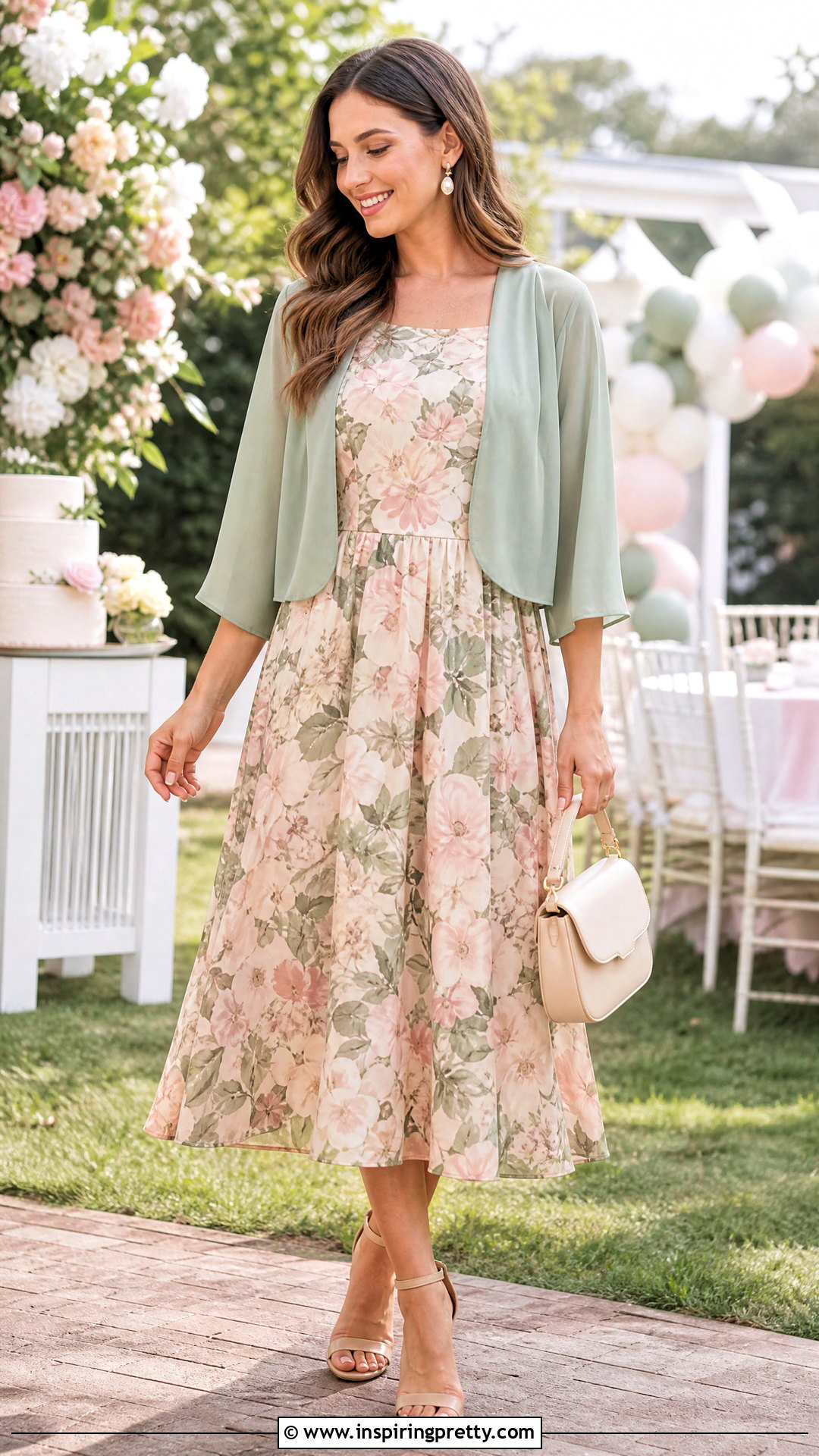 Chiffon Shrug Top With A Floral Midi Dress - 20 Chiffon Shrug Top outfit ideas